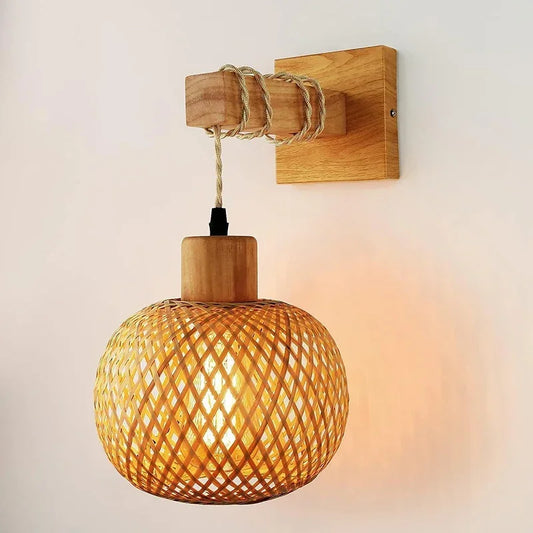 Applique murale en bambou et rotin naturel