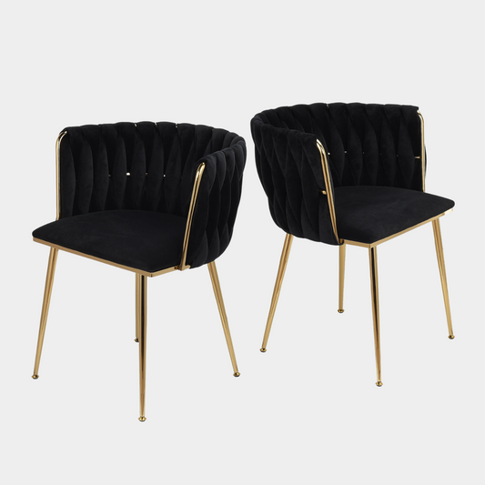 2x chaises de salle à manger luxueuses en velours