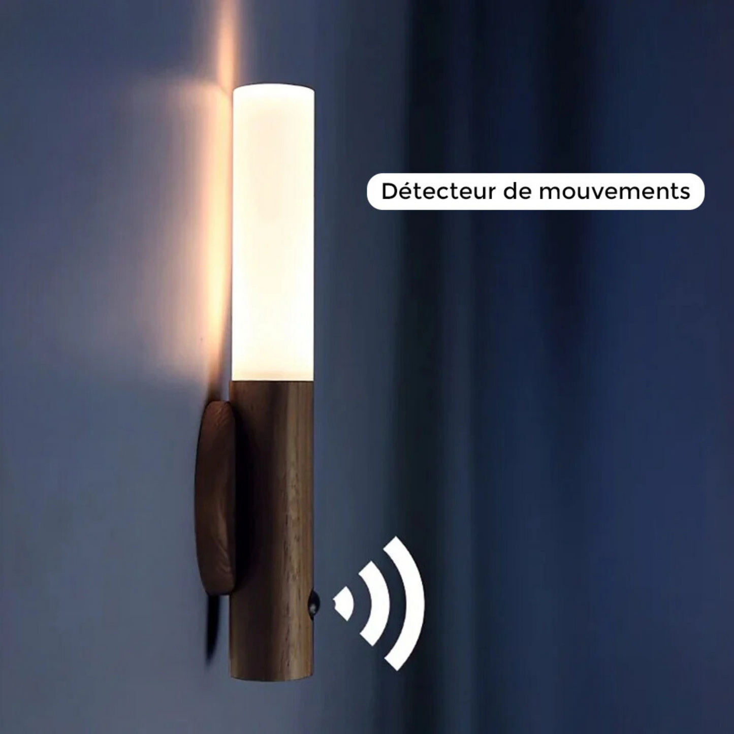 Veilleuse à détection de mouvement en bois