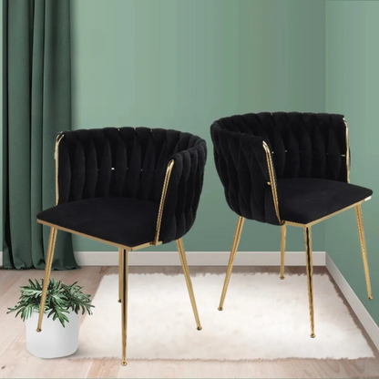 2x chaises de salle à manger luxueuses en velours